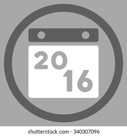 2016 Appointment vector icon. Style is bicolor flat circled symbol, dark gray and white colors, rounded angles, silver background.