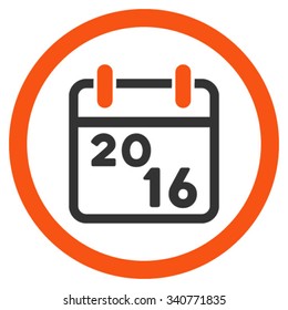 2016 Appointment vector icon. Style is bicolor flat circled symbol, orange and gray colors, rounded angles, white background.