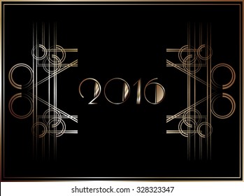 2016 Art Deco style banner in gold