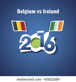 2016 Belgium vs Ireland vector blue background