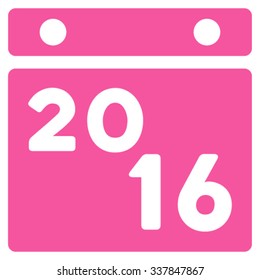 2016 Binder vector icon. Style is flat symbol, pink color, rounded angles, white background.