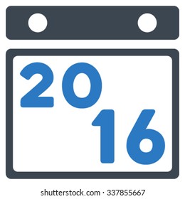 2016 Binder vector icon. Style is bicolor flat symbol, smooth blue colors, rounded angles, white background.