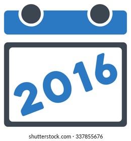 2016 Binder vector icon. Style is bicolor flat symbol, smooth blue colors, rounded angles, white background.