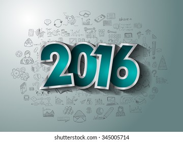 2016 Business Conceptual dibujo creativo plan de estrategia de éxito empresarial ideas, infografía, inspiración, diseño moderno de plantillas de diseño, diagrama, opciones de pasos y soluciones empresariales