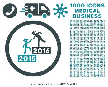 2016 Business Training icon with 1000 medical commerce soft blue vector design elements. Clipart style is flat bicolor symbols, white background.