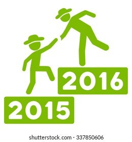2016 Business Training vector icon. Style is flat symbol, eco green color, rounded angles, white background.