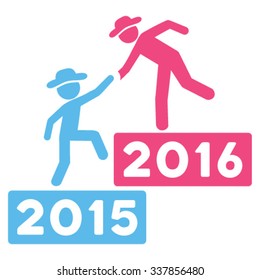 2016 Business Training vector icon. Style is bicolor flat symbol, pink and blue colors, rounded angles, white background.