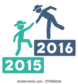 2016 Business Training vector icon. Style is bicolor flat symbol, cobalt and cyan colors, rounded angles, white background.