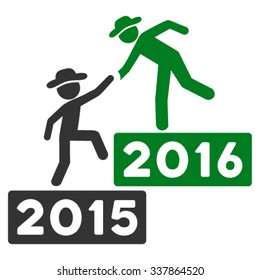 2016 Business Training vector icon. Style is bicolor flat symbol, green and gray colors, rounded angles, white background.