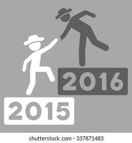 2016 Business Training vector icon. Style is bicolor flat symbol, dark gray and white colors, rounded angles, silver background.