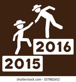 2016 Business Training vector icon. Style is flat symbol, white color, rounded angles, brown background.