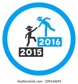 2016 Business Training vector icon. Style is bicolor flat circled symbol, blue and gray colors, rounded angles, white background.