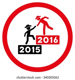 2016 Business Training vector icon. Style is bicolor flat circled symbol, intensive red and black colors, rounded angles, white background.