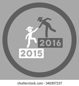2016 Business Training vector icon. Style is bicolor flat circled symbol, dark gray and white colors, rounded angles, silver background.