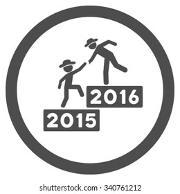 2016 Business Training vector icon. Style is flat circled symbol, gray color, rounded angles, white background.