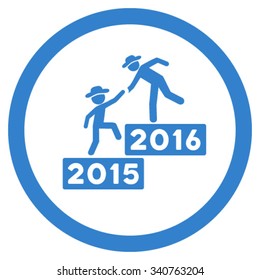 2016 Business Training vector icon. Style is flat circled symbol, cobalt color, rounded angles, white background.