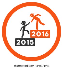 2016 Business Training vector icon. Style is bicolor flat circled symbol, orange and gray colors, rounded angles, white background.