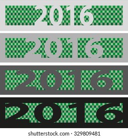 2016 Button dark green on white background