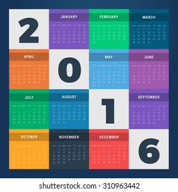2016 Calendar abstract multicolored template