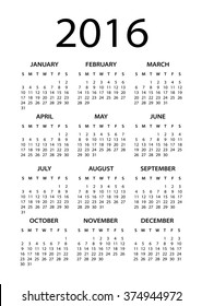 2016 Calendar Black - illustration
Vector template of 2016 calendar
