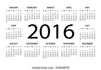 2016 Calendar Black - illustration
Vector template of 2016 calendar