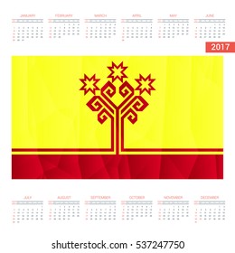 2016 Calendar - Chuvashia Country Flag Banner - Happy new Year calendar template - Week starts with Sunday - Vector illustration