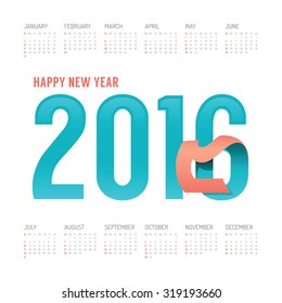 2016 Calendar colorful happy new year vector design.