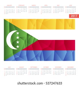 2016 Calendar - Comoros Country Flag Banner - Happy new Year calendar template - Week starts with Sunday - Vector illustration