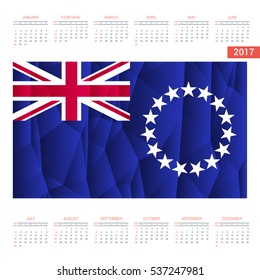 2016 Calendar - Cook-Islands Country Flag Banner - Happy new Year calendar template - Week starts with Sunday - Vector illustration