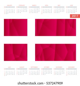 2016 Calendar - Denmark Country Flag Banner - Happy new Year calendar template - Week starts with Sunday - Vector illustration