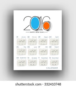 2016 Calendar Design Element.