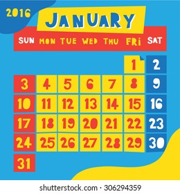  2016 calendar design : POP ART