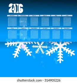 2016 calendar design. Calendar varicolored. Vector