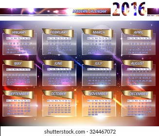 2016 calendar design.
Vector Illustration