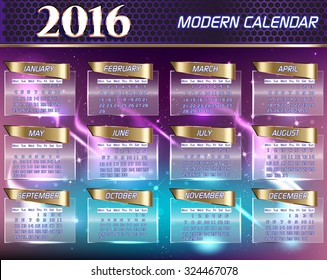 2016 calendar design.
Vector Illustration