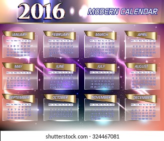2016 calendar design.
Vector Illustration