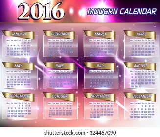 2016 calendar design.
Vector Illustration