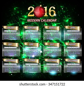2016 calendar design. 
Vector Illustration.