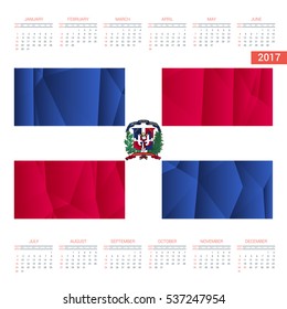 2016 Calendar - Dominican-Republic Country Flag Banner - Happy new Year calendar template - Week starts with Sunday - Vector illustration