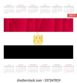 2016 Calendar - Egypt Country Flag Banner - Happy new Year calendar template - Week starts with Sunday - Vector illustration