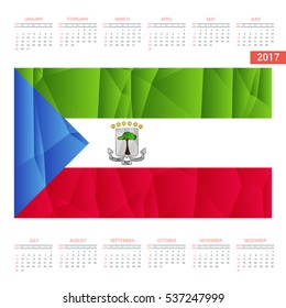2016 Calendar - Equatorial-Guinea Country Flag Banner - Happy new Year calendar template - Week starts with Sunday - Vector illustration
