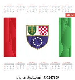 2016 Calendar - Federation-Bosnia-and-Herzegovina Country Flag Banner - Happy new Year calendar template - Week starts with Sunday - Vector illustration