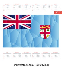 2016 Calendar - Fiji Country Flag Banner - Happy new Year calendar template - Week starts with Sunday - Vector illustration