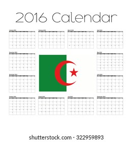 A 2016 Calendar with the Flag of Algeria