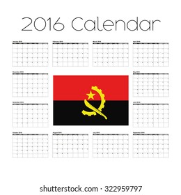 A 2016 Calendar with the Flag of Angola