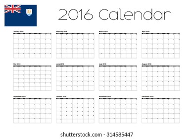 A 2016 Calendar with the Flag of Anguilla