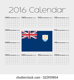 A 2016 Calendar with the Flag of Anguilla