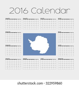 A 2016 Calendar with the Flag of Antartica