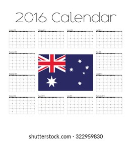 A 2016 Calendar with the Flag of Australia