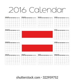 A 2016 Calendar with the Flag of Austria